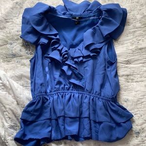 H&M blue ruffle top